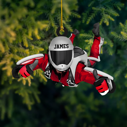 Personalized Skydiver Ornament 2025 – Custom Name Parachuting Christmas Tree Decoration for Adventure Lovers Ornament