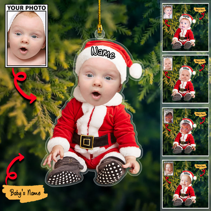 Custom Baby Photo Ornaments with Names, Personalized Christmas Ornaments