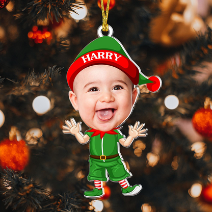 Personalized Christmas Acrylic Ornament With Baby Photo, Custom Holiday Tree Decoration