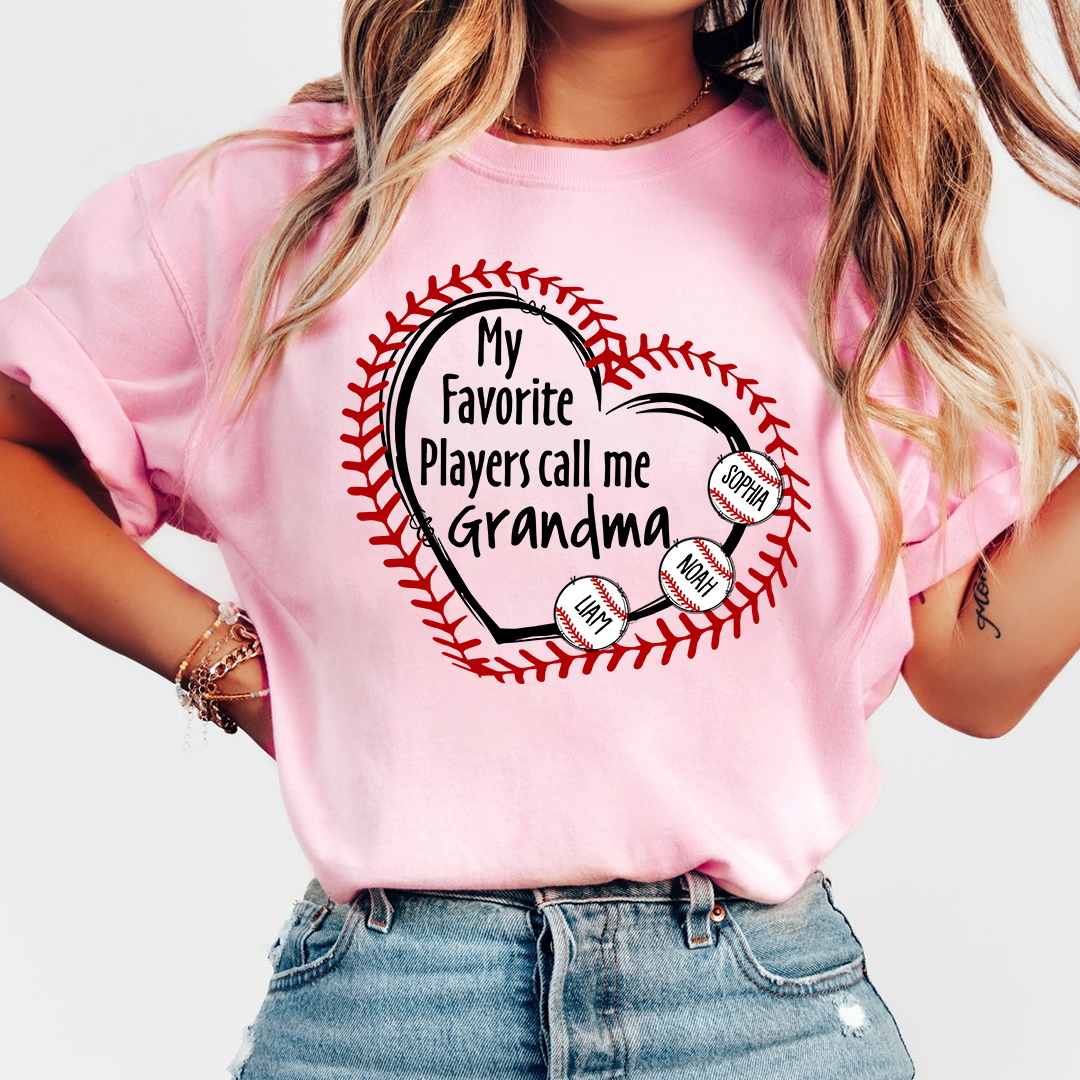 Baseball Mimi T-Shirt My Favorite Players Call Me Design with Custom Names