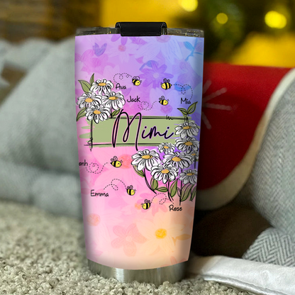 Personalized Water Cups, Custom Grandma And The Kids Bee. Portable Water Cup With Lid