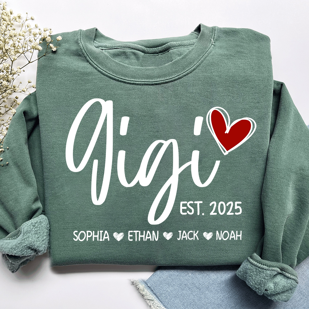 Personalized Gigi Heart Sweatshirt, Custom Gifts for Grandma And Kids