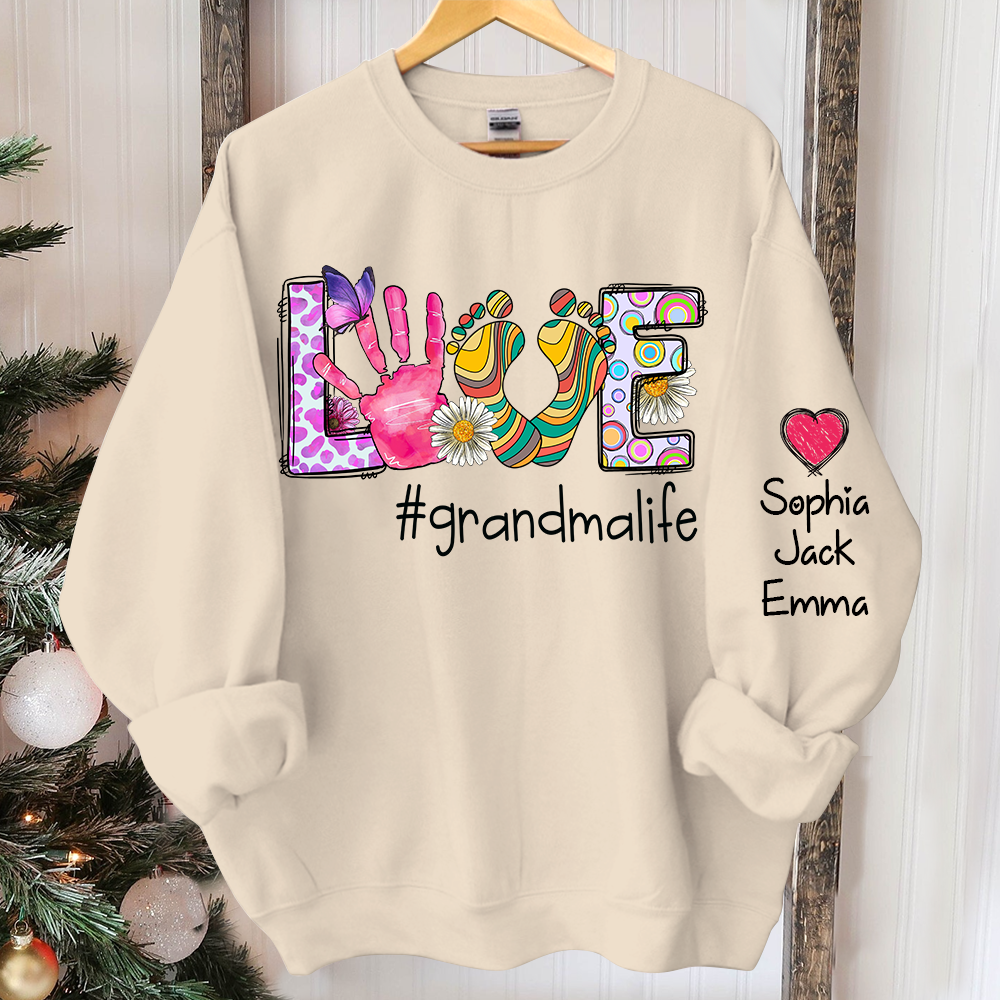 Personalized Love Color Grandma Witch Grandkids Sweatshirt