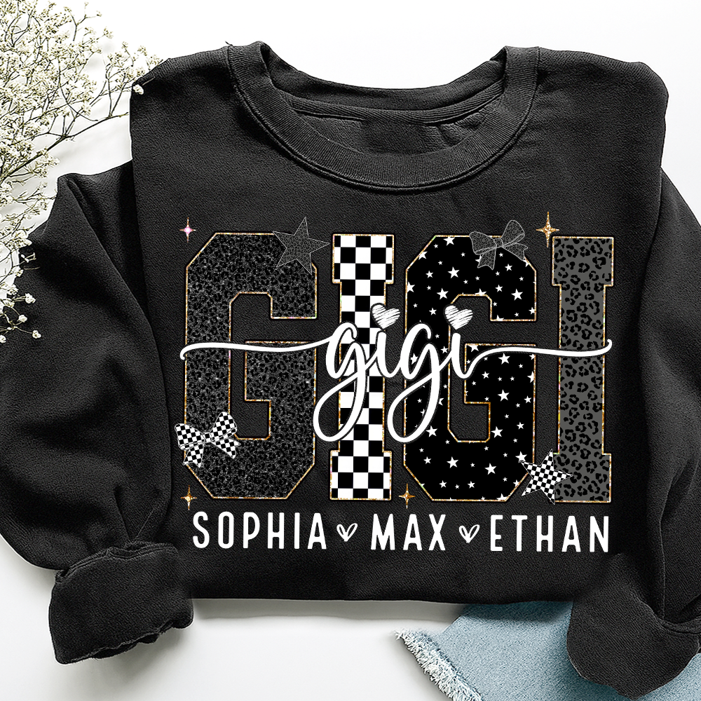 Gigi Style Star Plaid Design, Custom Gifts for Grandma and Grandchild