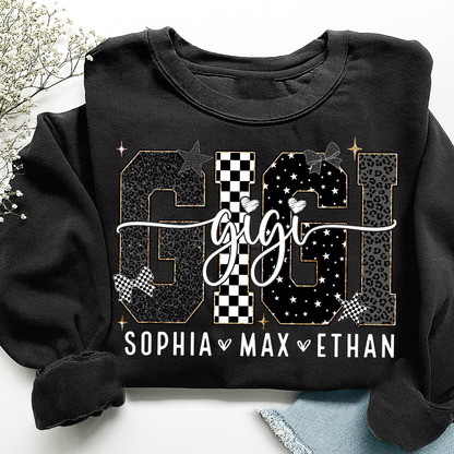 Gigi Style Star Plaid Design, Custom Gifts for Grandma and Grandchild