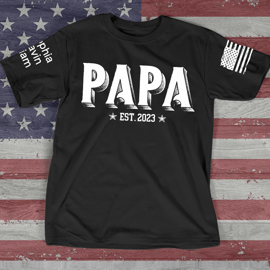 Custom Papa Est And Grandkids Father's Day