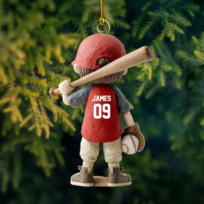 Personalized Baseball Player Ornament 2025 – Custom Name & Number Christmas Decoration for Kids and Sports Lovers Ornament