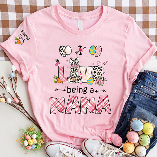 Easter Nana Shirt Love Being a Nana, Cute Bunny Spring Family Tee