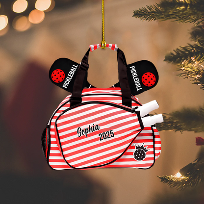 Personalized Pickleball Ornament 2025 – Custom Name Sports Bag Christmas Tree Decoration Gift Ornament
