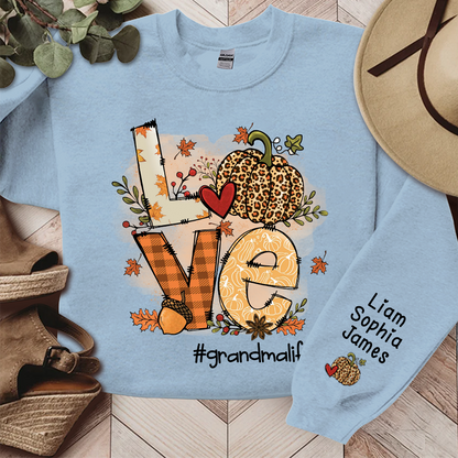 Love Grandma Life Pumpkin Fall Autumn, Custom Grandma And Grandkids, Grandma Gift, Autumn Gift TH Sweatshirt