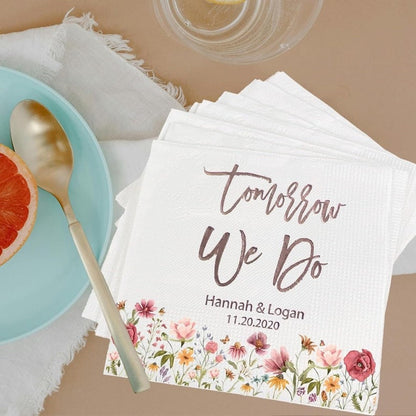 Tomorrow We Do Napkins, The Night Before, Personalized Wedding Napkins, Custom Bridal Shower Cocktail Napkins, Wedding Party Decorations