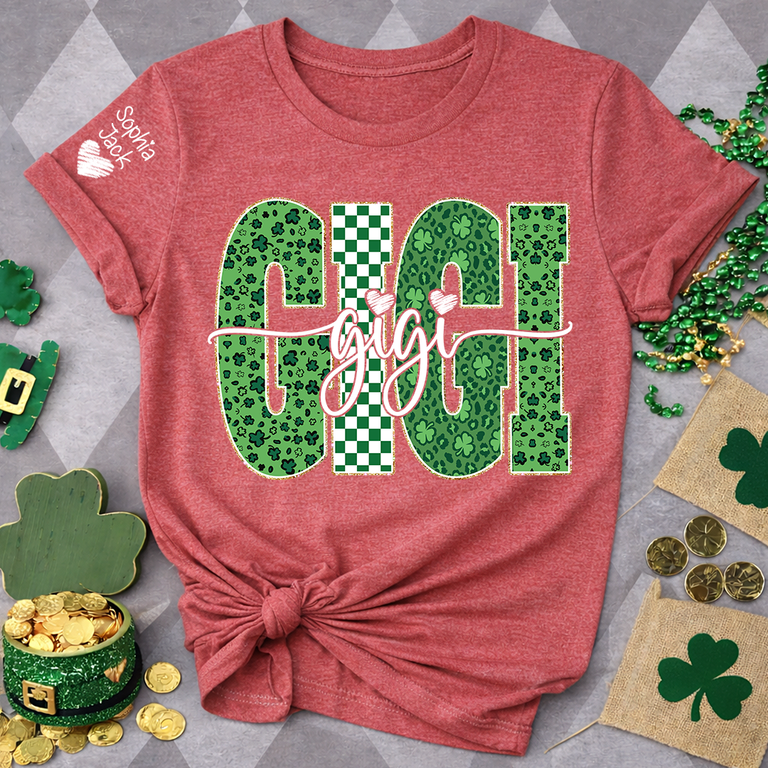 Patrick's Day Gigi Leopard Clover, St. Patrick's Day Gift For Grandma And Grandchildren
