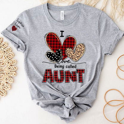 I Love Being Calling Aunt T-Shirt, Personalized Name T-Shirt for Family