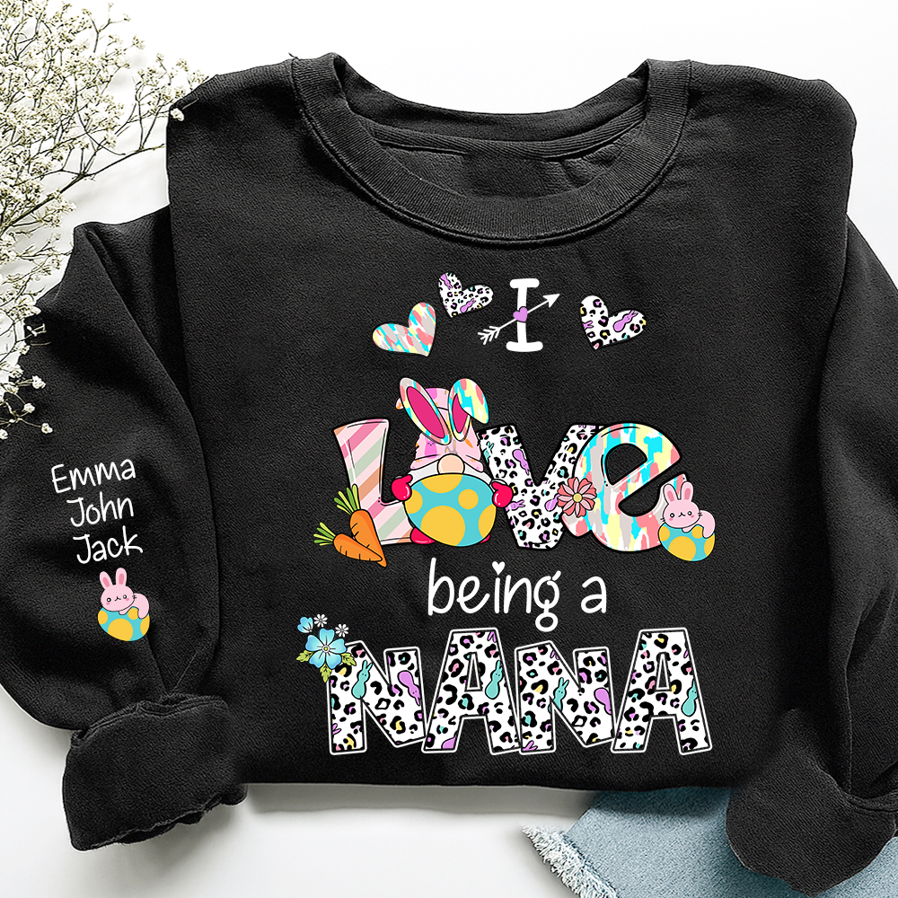 Nana Sweatshirt I Love Being a Nana, Colorful Heart Design Family Style