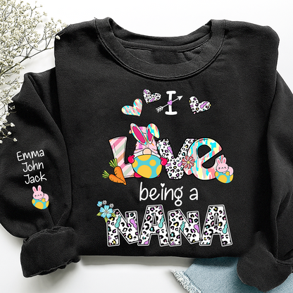 Nana Sweatshirt I Love Being a Nana, Colorful Heart Design Family Style