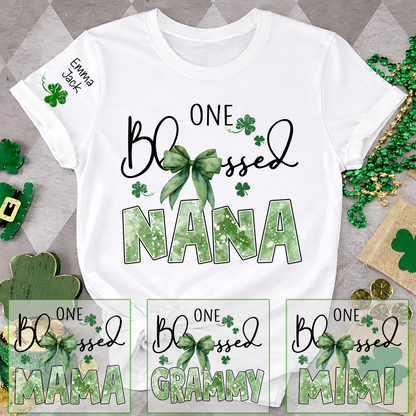 One Blessed Nana T-Shirt, St Patrick’s Day Shamrock Family T Shirt with For Gift Grandma And Kids