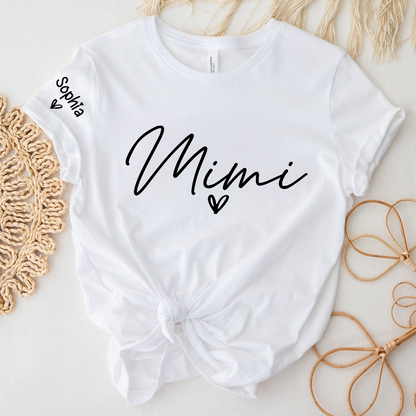 Personalized Name TShirt with Heart, Gift TShirt For Mimi And Grandkid