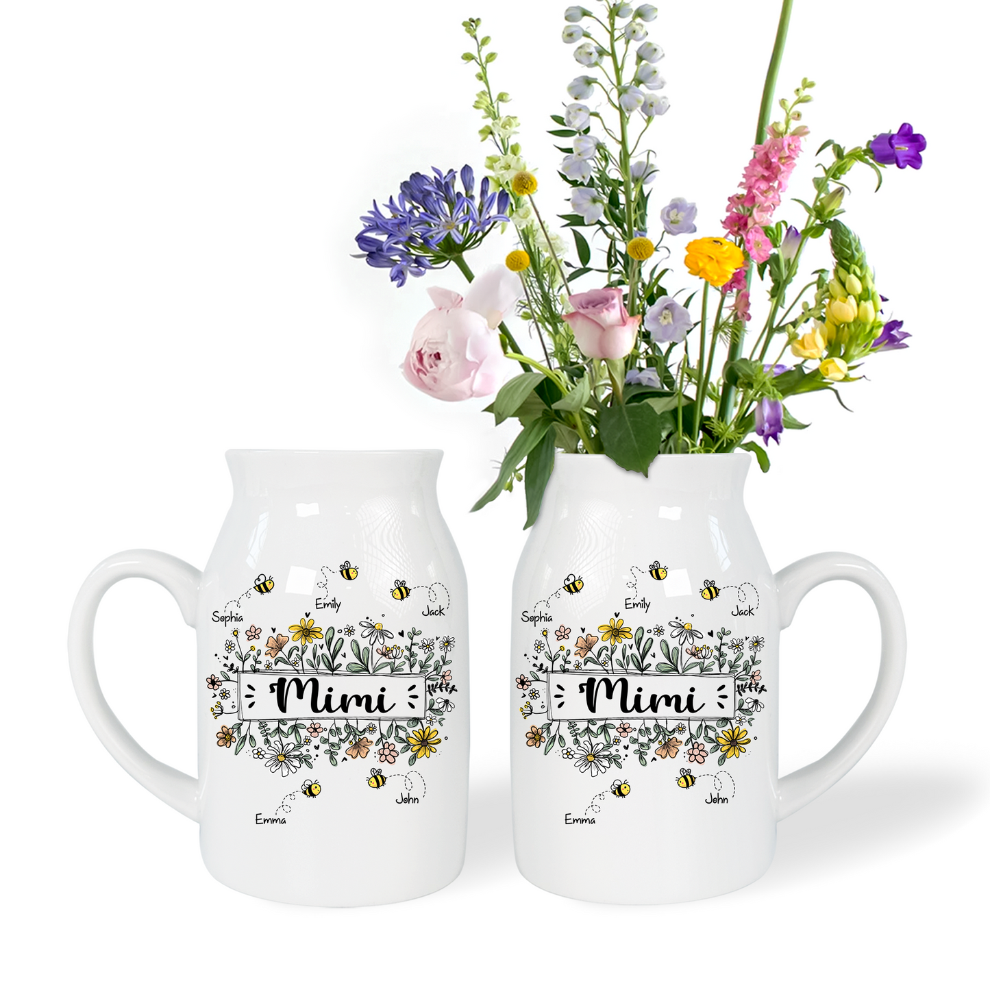Wildflower Daisy Mimi And Kids - Custom Home Decoration Flower Vase According To Family Requirements, Ceramic Flower Vase
