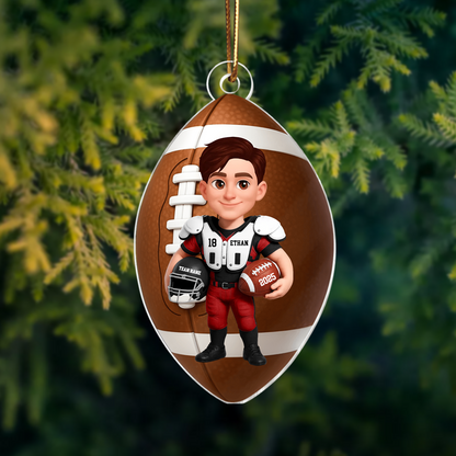 Personalized Football Player Ornament 2025 – Custom Name & Team Christmas Ornament, Gift for Football Lovers & Players Ornament