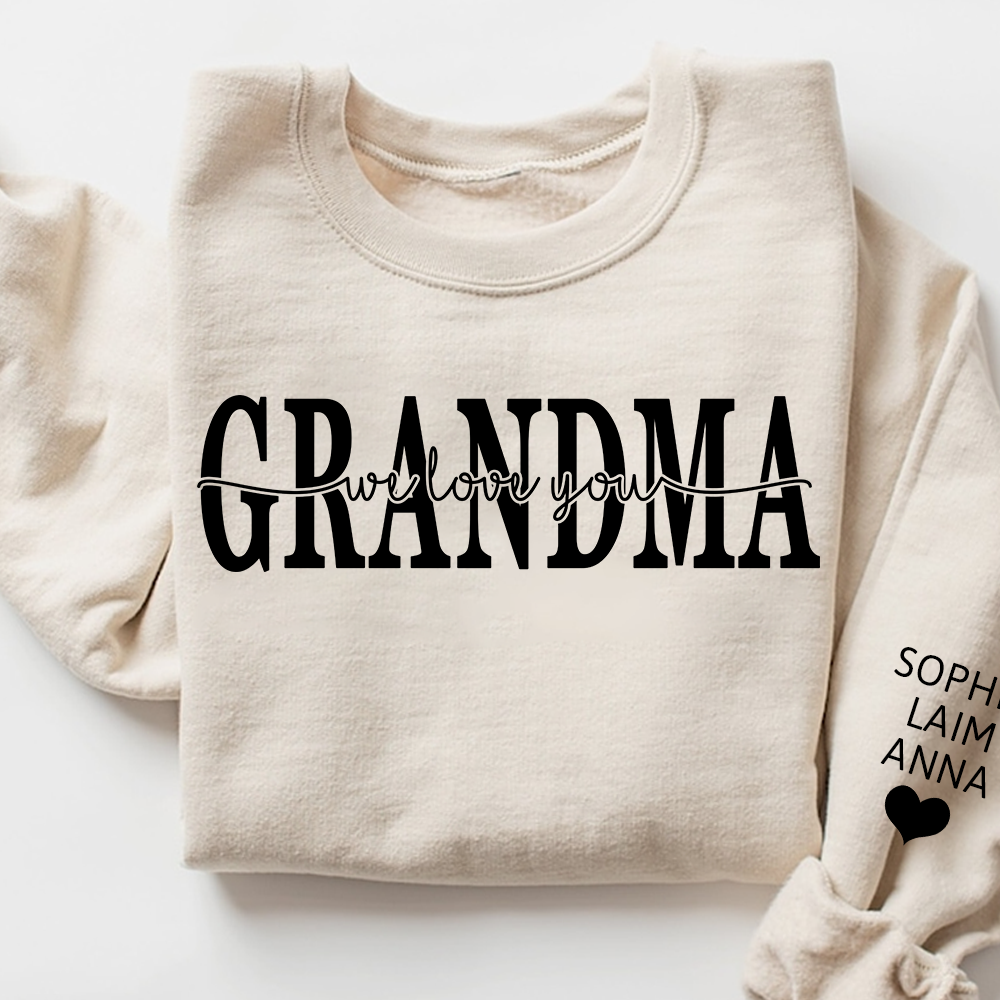 Grandma Sweatshirt Loved Beyond Measure, Personalized Grandma Crewneck with Grandkids Names, Minimal Family Style
