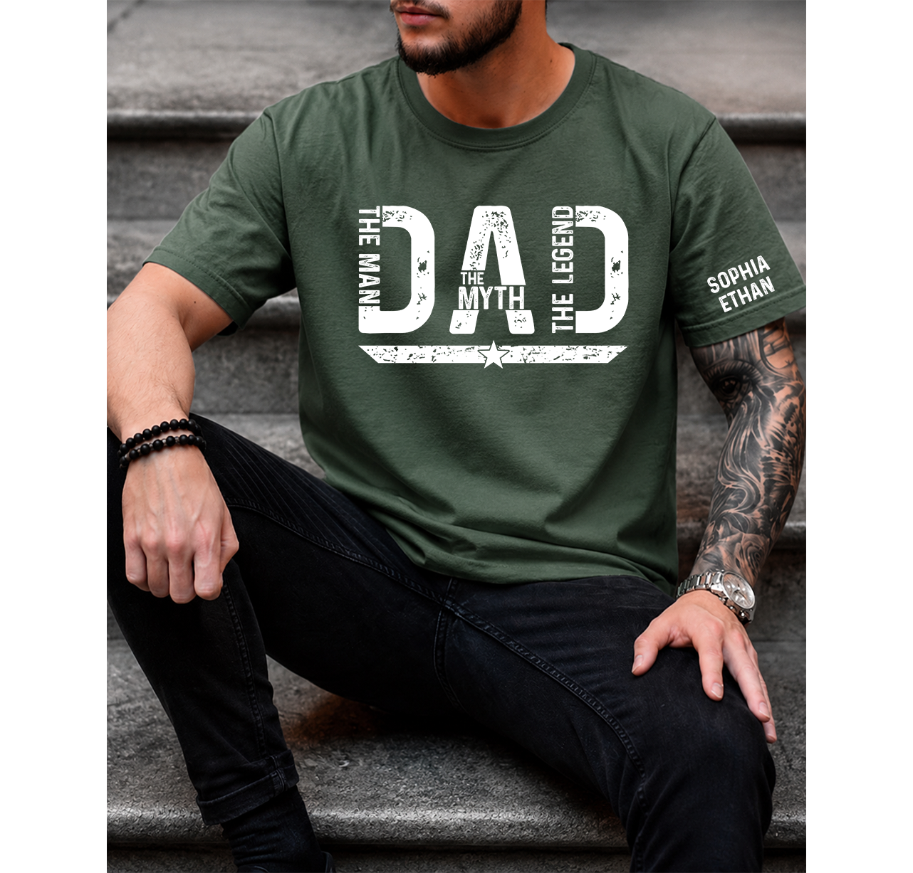 The Man The Myth The Legend Dad T-Shirt – Personalized Custom Name Gift for Dad Daddy Papa