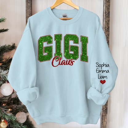 Glitter Gigi Claus Green Christmas And Kids 2014 Sweatshirt