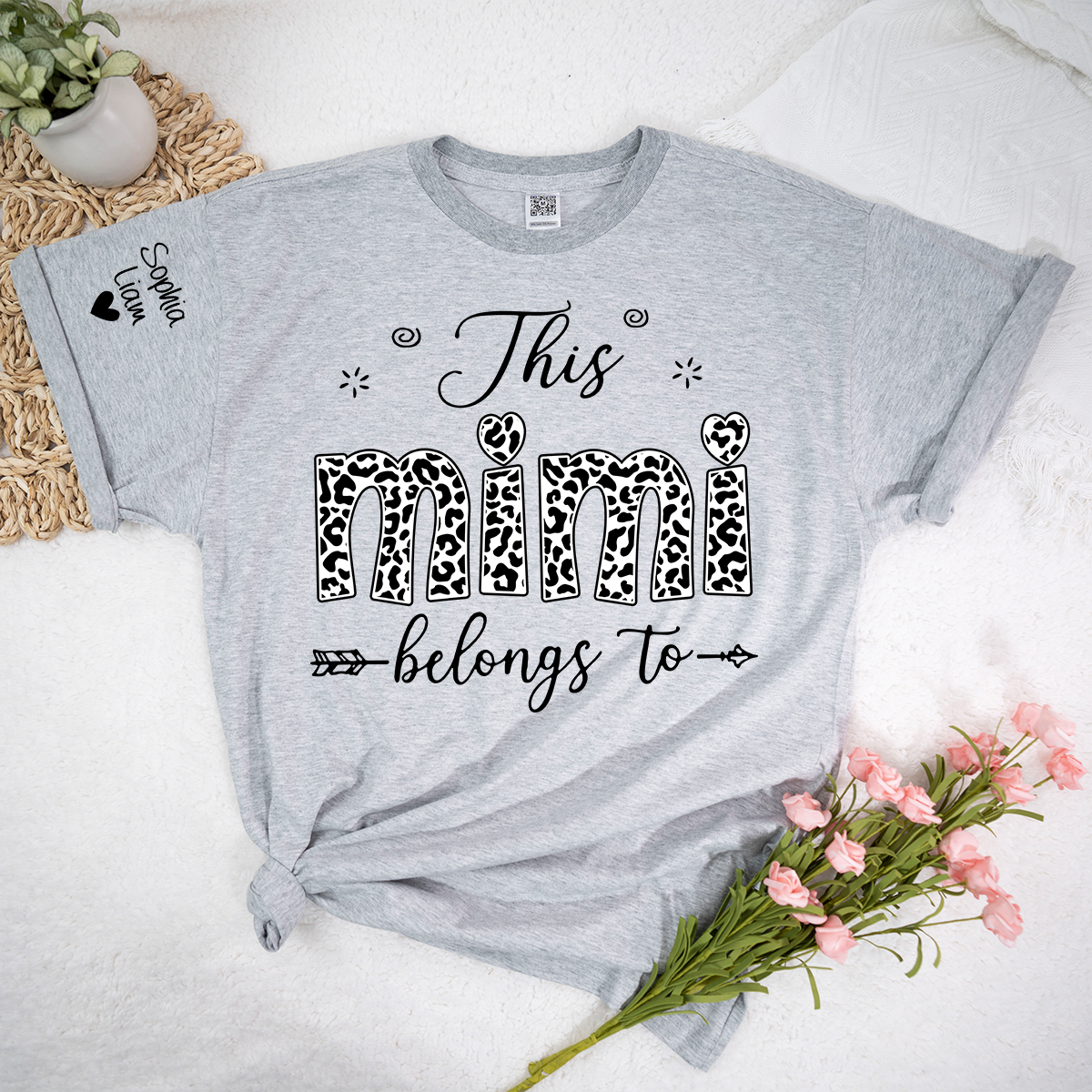 This Mimi Belongs To Shirt, Personalized Grandma T-Shirt with Grandkids Names, Leopard Print Mimi Apparel for Women