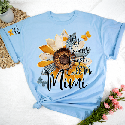 My Favorite People Call Me Mimi Shirt, Personalized Mimi T-Shirt with Sunflower Patchwork and Custom Names