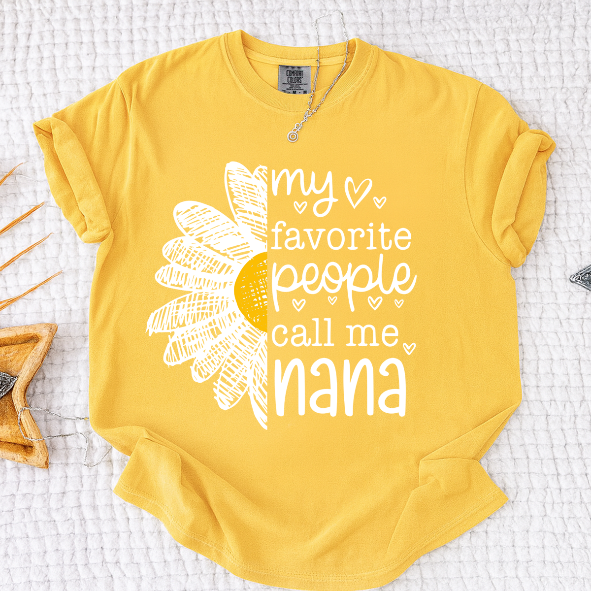 Comfort Colors My Favorite People Call Me Nana Shirt, Personalized with Grandkids Names and Floral Design