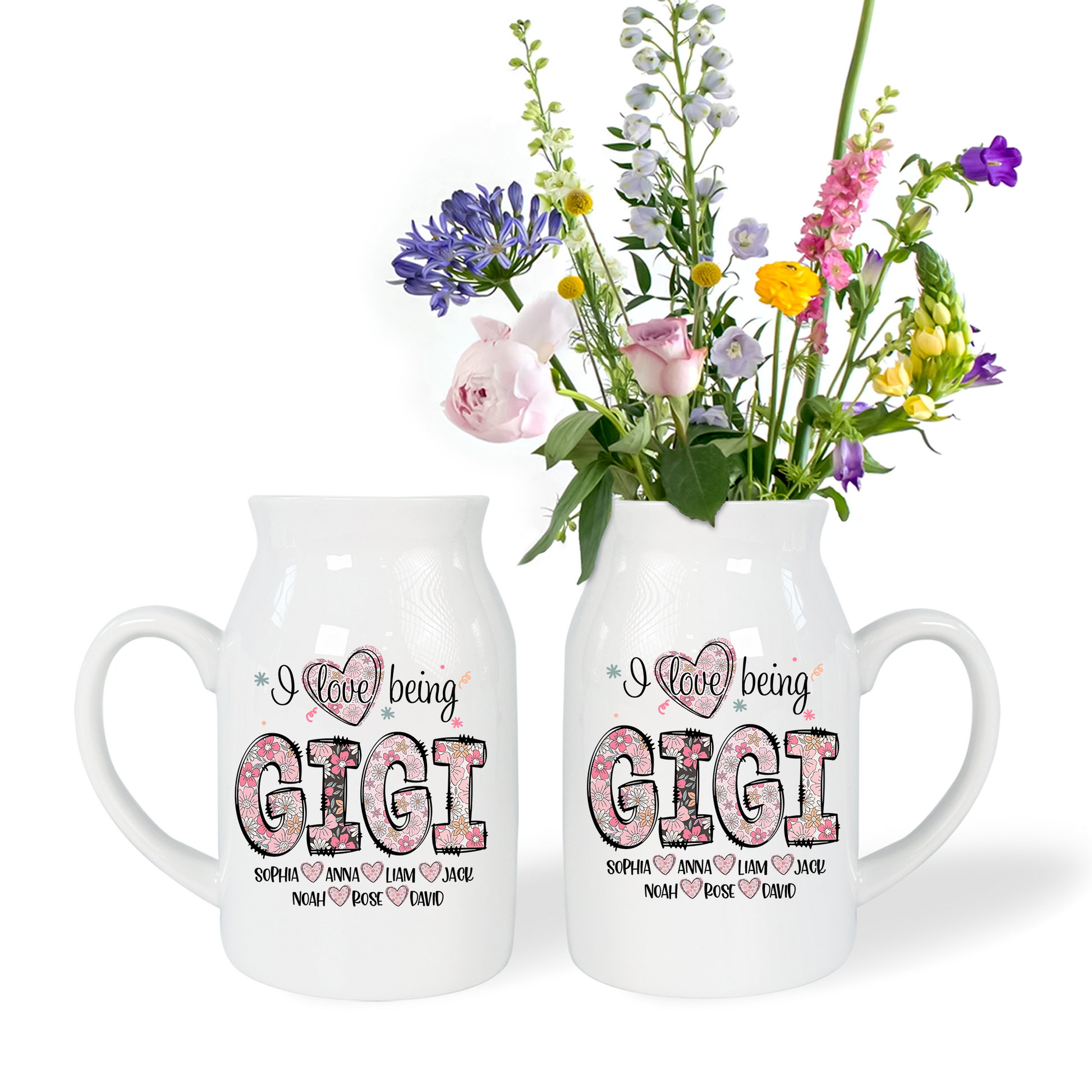 Sublimation Flowers For Grandma And Kids - Custom Home Decoration Flower Vase According To Family Requirements, Ceramic Flower Vase