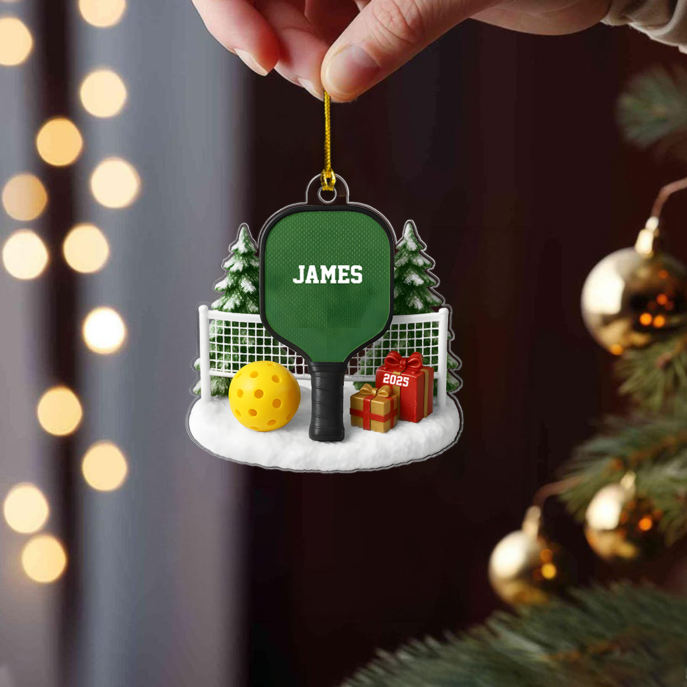 Personalized Pickleball Ornament 2025 – Custom Name Christmas Ornament for Pickleball Player, Unique Sports Gift Ornament
