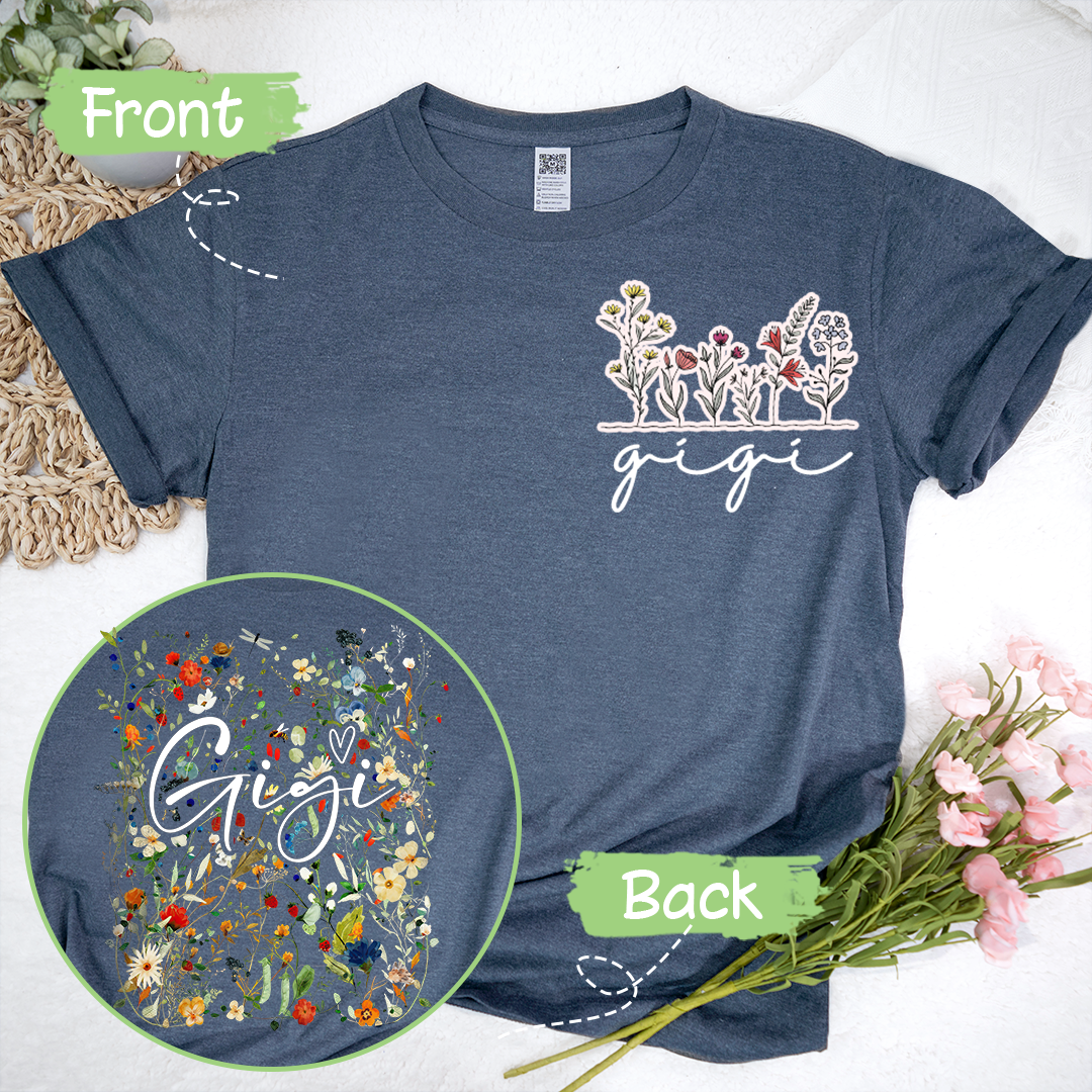 Personalized Gigi Wildflower Trend 2025 T-Shirt, Custom Grandma And Grandkids Shirt