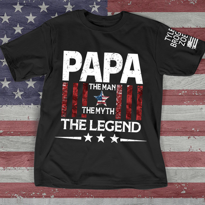Personalized Papa The Man The Myth The Legend, Patriotic Stars Art Set For Gifr Papa And Kids