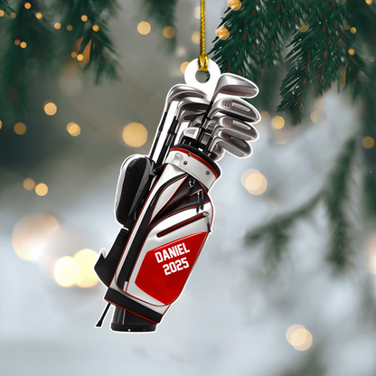 Personalized Golf Bag Ornament – Custom Name & Year Golf Clubs Christmas Gift for Golfers Ornament