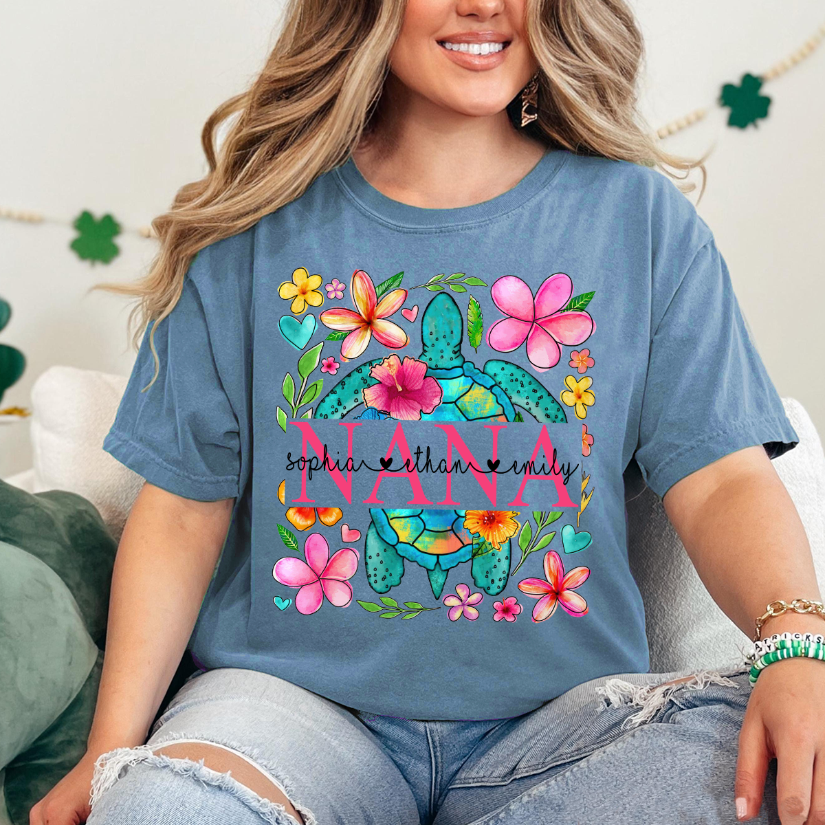 Comfort Colors® Nana Turtle Summer Flower And Grandkids 2025 Shirt