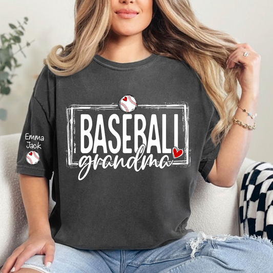 Baseball Grandma T-Shirt, Personalized Grandma T-Shirt for Baseball Lovers with Custom Name