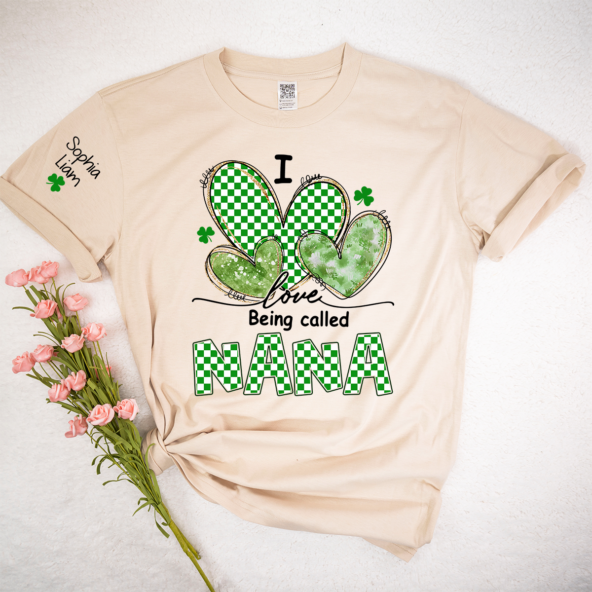 I Love Being Called Nana Shamrock Shirt, St Patricks Day Grandma T Shirt with Green Hearts, Cute Nana Gift for Spring Holiday