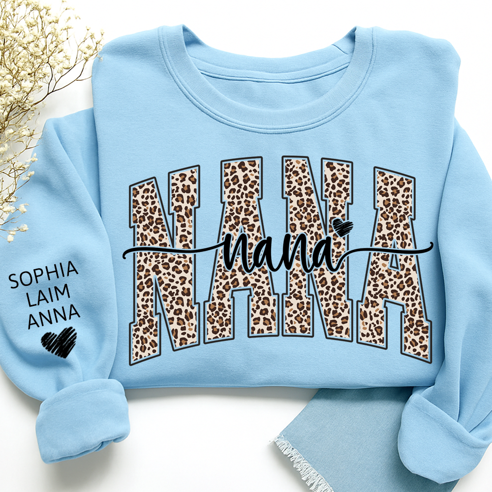 Retro Varsity Nana Leopard Print, For Gift Grandma And Kids