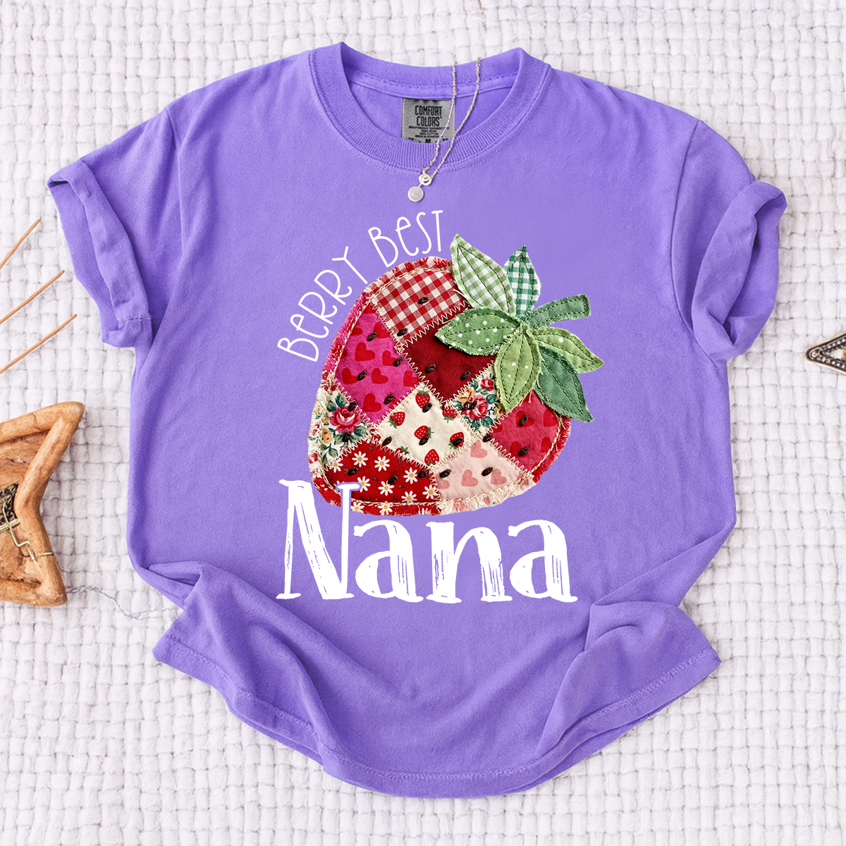 Comfort Colors® Berry Best Nana Shirt, Cute Strawberry Patchwork Design for Grandmother Gift