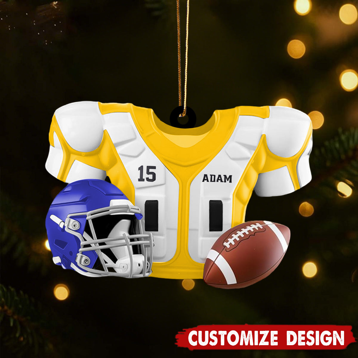 Football Lover Ornament, Custom Jersey & Helmet Personalized Christmas Decoration Ornament