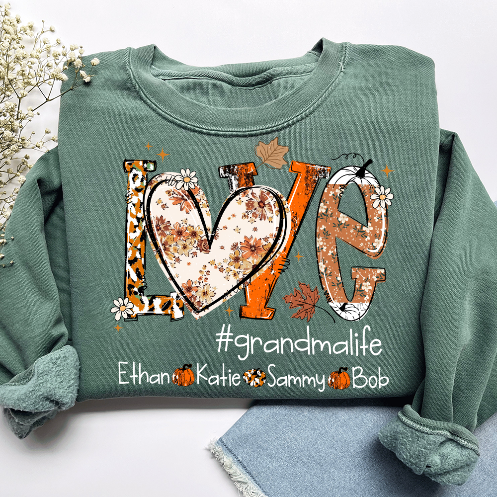 Custom Love Fall, Personalized Halloween for Grandma And Grandkids