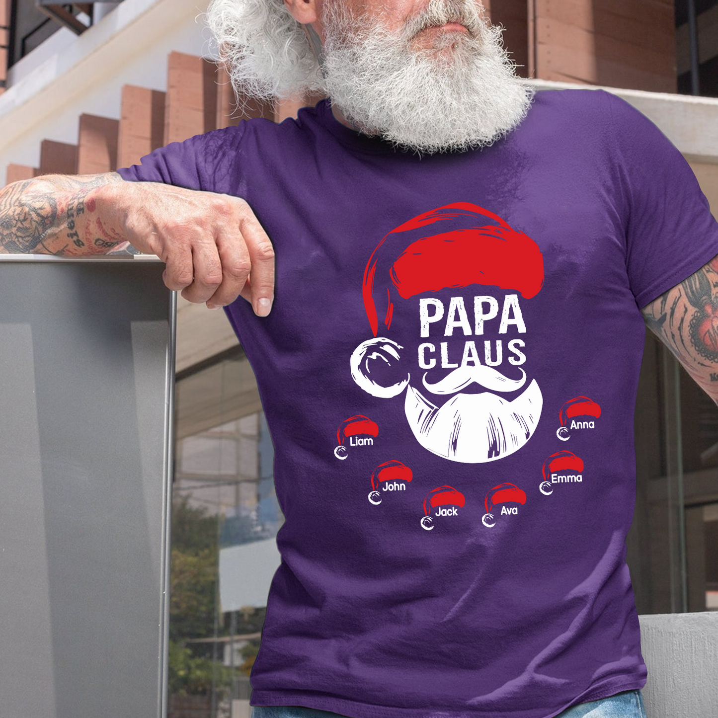 Custom Papa Claus Christmas, Gift For Papa And Kids T-Shirt