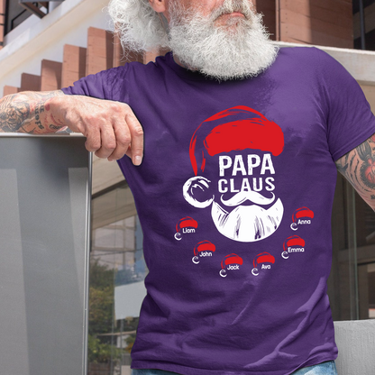 Custom Papa Claus Christmas, Gift For Papa And Kids T-Shirt