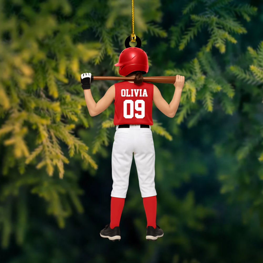 Personalized Softball Ornament 2025 – Custom Female Player Ornament with Name & Number, Unique Christmas Gift for Athletes & Teams Ornament