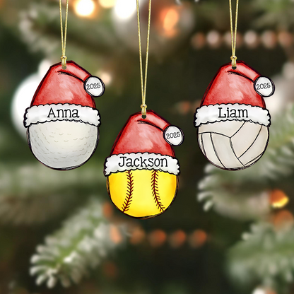Personalized Sports Ball Ornament, Custom Christmas Tree Decoration with Name & Year 2025