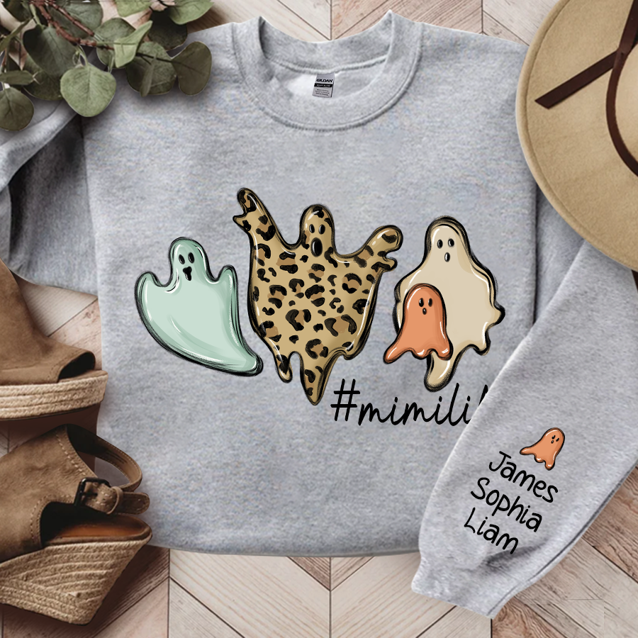 Mimi Life Ghost Halloween Sweatshirt, Custom Mimi & Grandkids, Grandma Gift Halloween TH