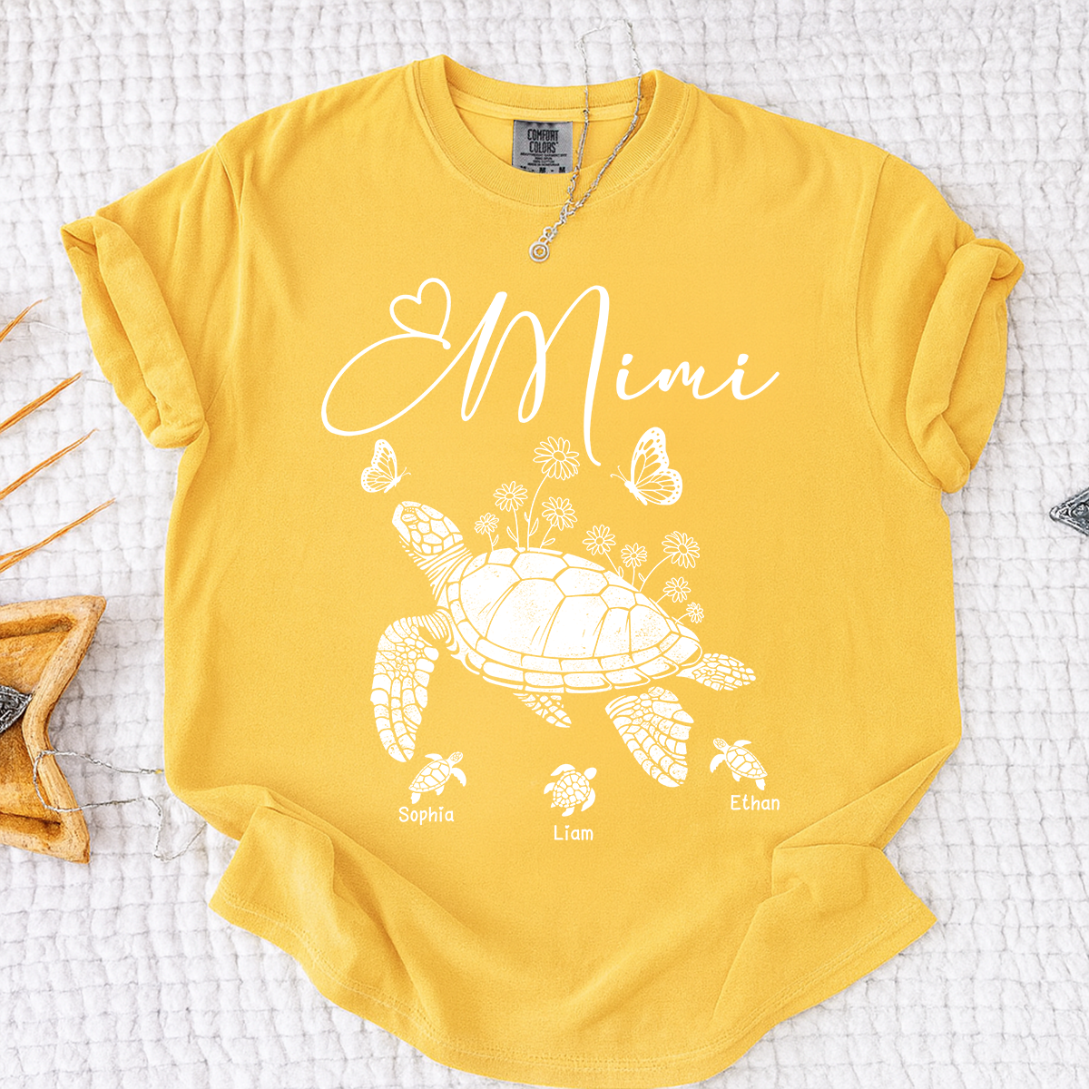 Comfort Colors® Personalized Mimi Shirt featuring A Turtle, Grandma And Grandchildren, A unique Gift For Grandma And Family