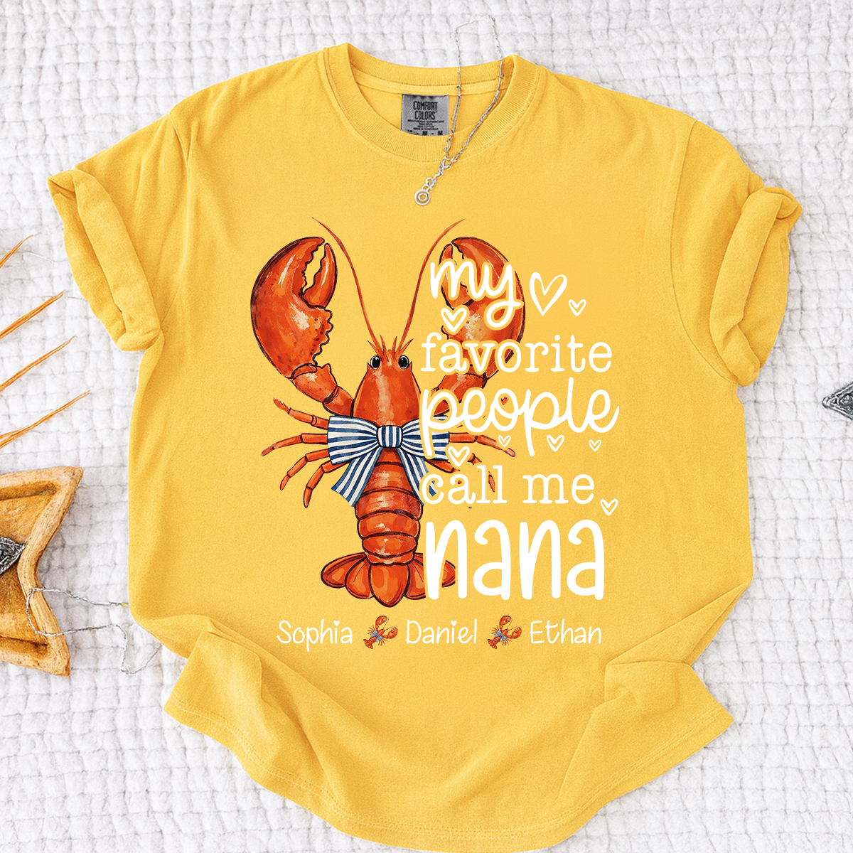 Comfort Colors® Personalized Nana Lobster Shirt, My Favorite People Call Me Nana Tee, Custom Grandkids Names T Shirt, Coastal Grandma Gift
