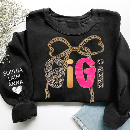 Custom Coquette Leopard Mimi Sweatshirt, Gift for Grandma And Grandchild