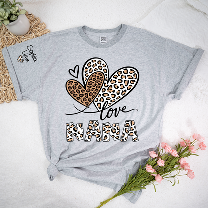 Leopard Love Nana Shirt, Grandma T Shirt with Heart Design, Meaningful Gift for Nana